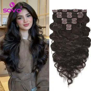 Natural Wave Clip In Human Hair Extensions 100% Remy Human Hair Clip In 120G 7Pcs/Set Full Head For Women 14-24Inch 1