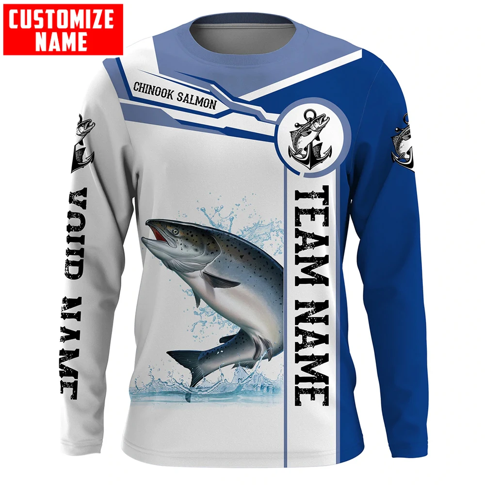 Customize name and team salmon fishing 3D All Over Printed Men's Hoodie & Sweatshirt Unisex Zip Hoodies Casual Tracksuits KJ884