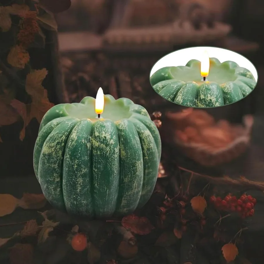 Flameless Pumpkin Candle with Timer Remote for Fall Home Decorations Perfect Ambient Lighting Solution for Bedroom Table and Fa