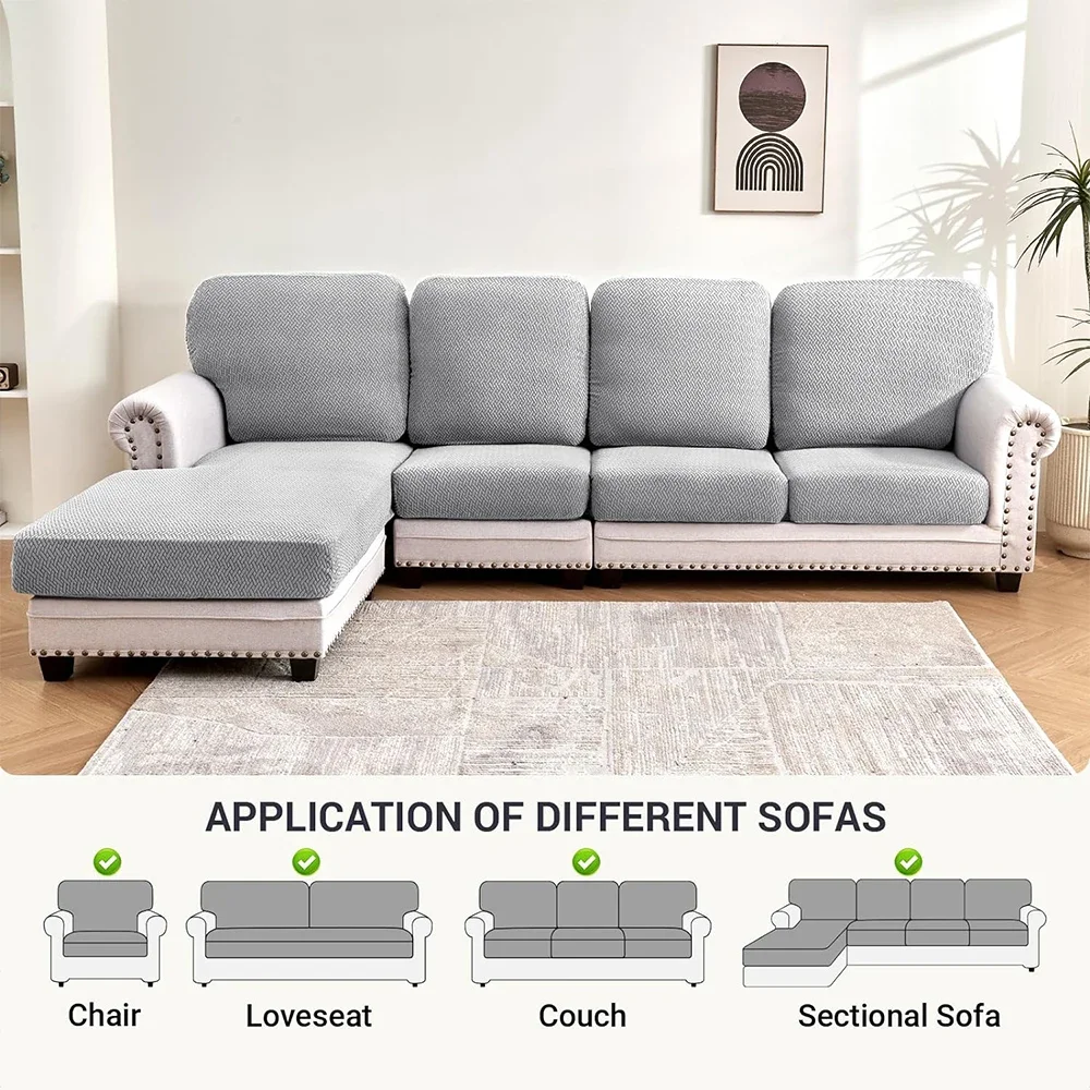 Jacquard Stretch Fabric Sofa Cover Plain Seat Couch Covers for Sofa Living Room Removable Seat Case Chaise Lounge Slipcover Pets 5