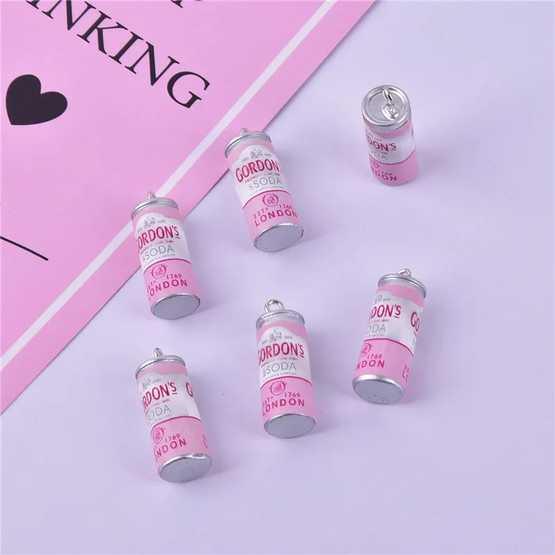 10pcs/pack  Pink Alcohol Cans Resin Charms for DIY Earring Jewelry Finding 10*24mm