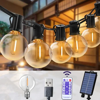 G40 luci a corda per esterni festone solare LED lampade a corda per patio stringa solare per campeggio giardino festa matrimonio terrazza decorazione 1