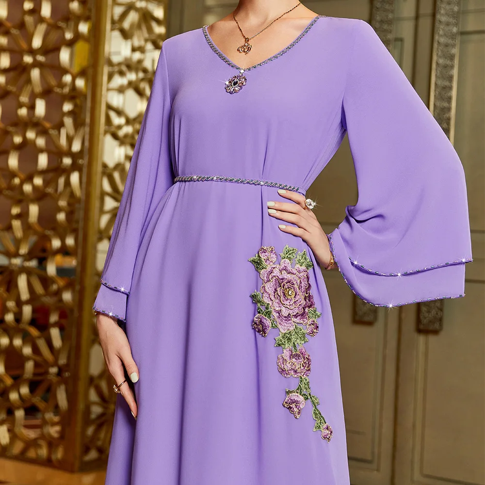 

Jalabiya Elegant Muslim Women Dress Embroidery Abaya Party Eid Party Dresses Kaftan Islam Clothing Dubai Ramadan Robe Caftan
