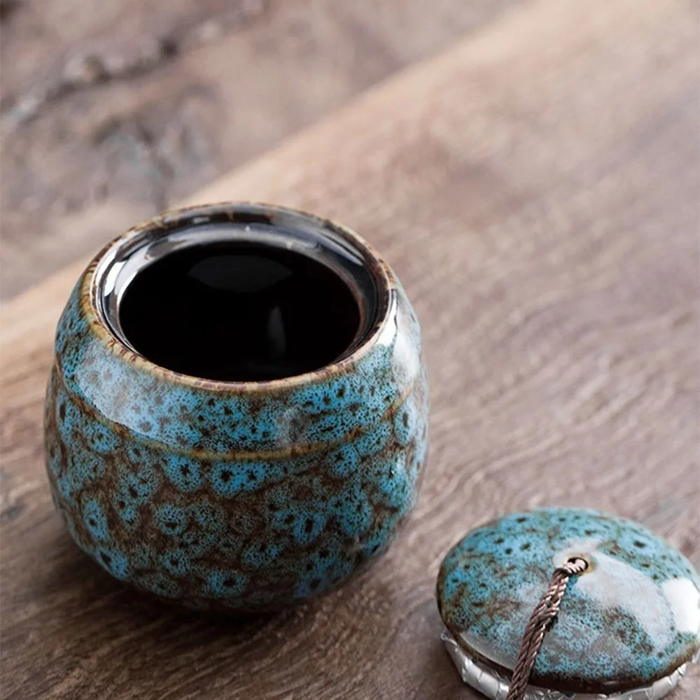 Ceramics Tea Can Vintage Kiln Transformation Tea Storage Household Sealed Jar tea canister ceramic storage jar airtight container