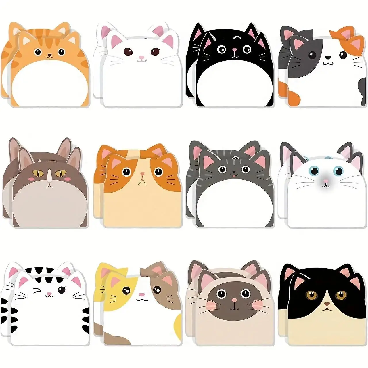 12pcs 스티커 메모 귀여운 고양이, 노트북 및 모든 종류의 메모 작성 행사에 ..