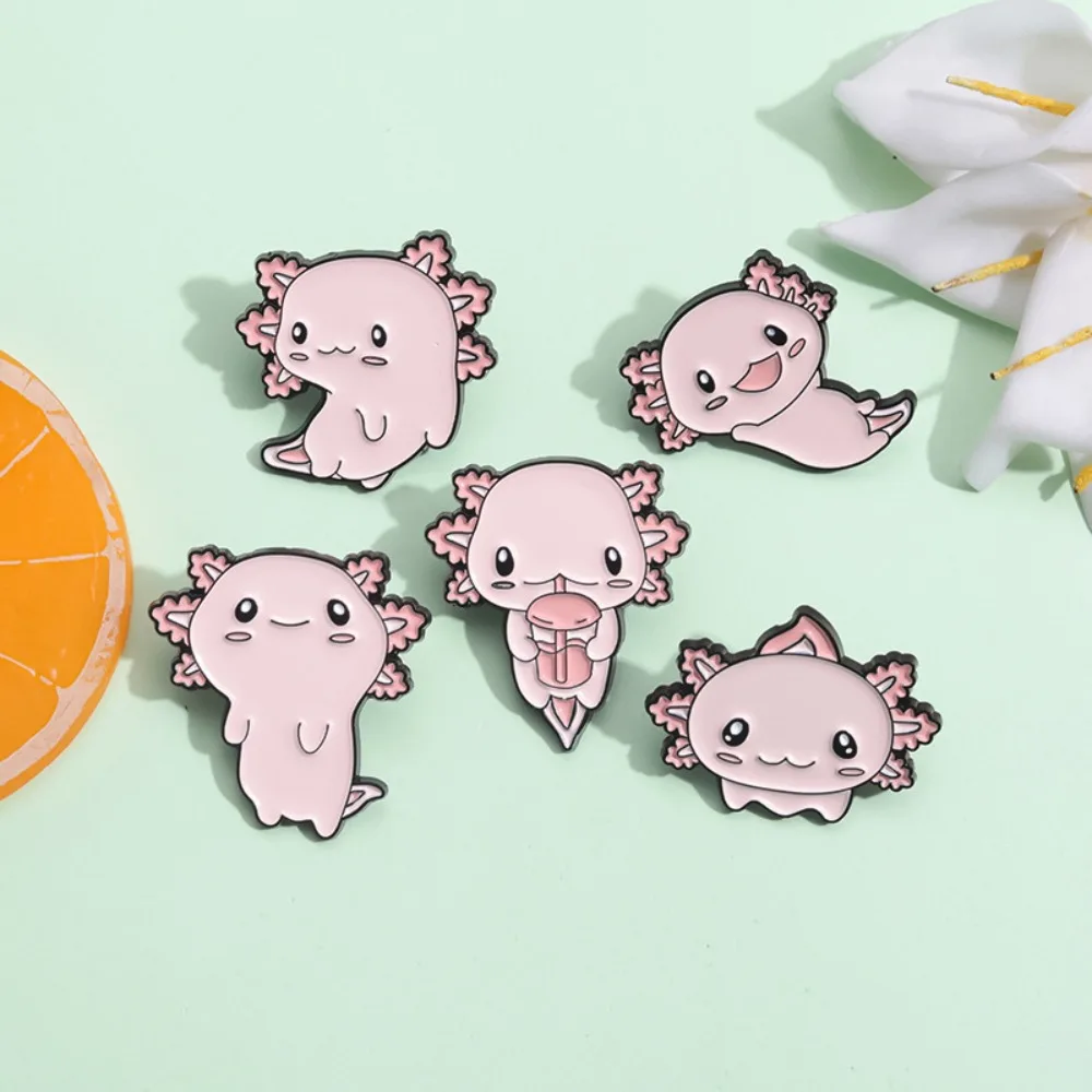 Spilla Salamandra Pins Funny Esagonale Dragon Cartoon Cartoon Salamander Pins Pink Cute Cute Axolotl Spilla Zaino