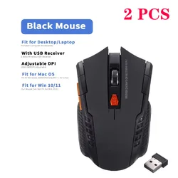 High - Precision Wireless Optical Mouse with USB Receiver - 6 - Button Design for Enhanced Gaming and Productivity (2 pcs BLack 1)