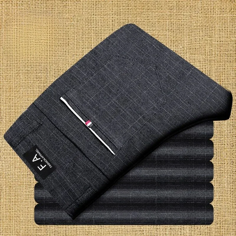 thumbnail image 1 of Pantalones rectos negros de verano para hombre, pantalones de traje para hombre de talla grande, reseñas coreanas, muchos pantalones chinos para hombre, baratos, antiarrugas, nuevos, 1 of 5