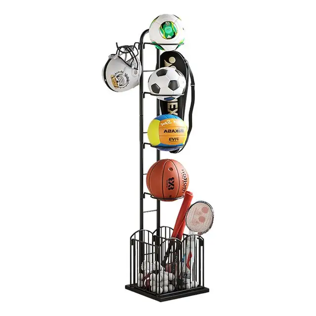 Sports Ball Storage Rack Balls Storage Stand Vertical Ball Rack Layered Ball Storage Rack Basketball Holder Display Stand Rack 6