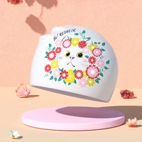 Cartoon Swimming Caps Fashion Printed Silicone Swim Caps Women Large Size Long Hair Ear Protection Swimming Cap Pool Accessories 2