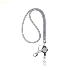Elegant Rhinestone Sparkling Lanyard Necklace (Gray)