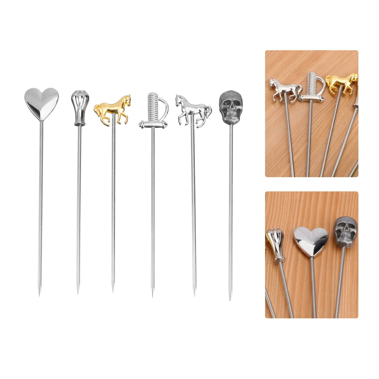 Cocktail Skewers Picks Garnish Mary Stick Drink Toothpicks Appetizer Sticks Olives Appetizers Stainless Steel Martini Set bar tools
