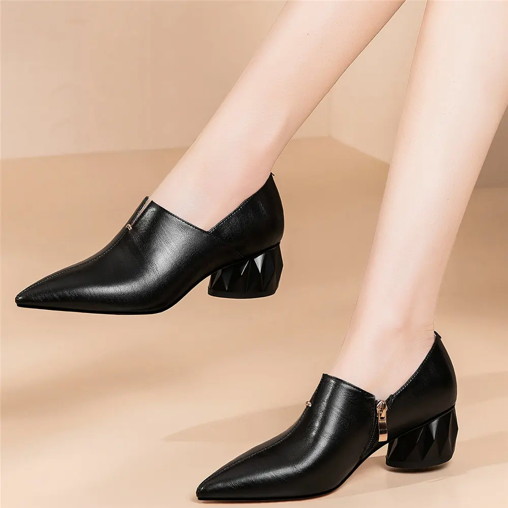 

Женские ботильоны с высоким берцем, мотоциклетные ботинки из натуральной кожи на высоком каблуке, женские туфли-лодочки Стразы с острым носком на платформе, повседневная обувь