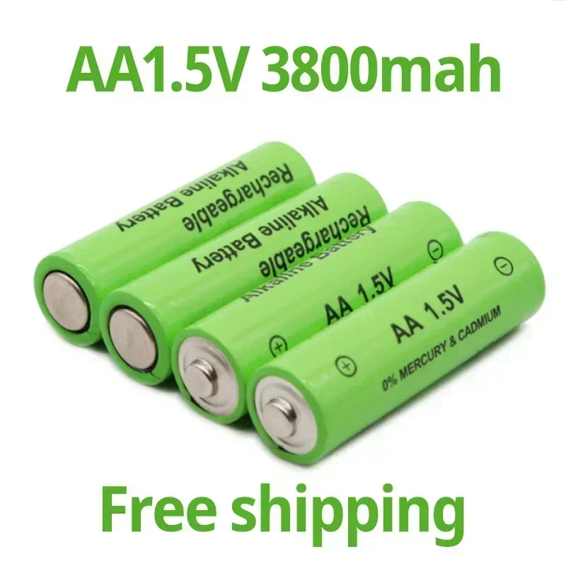 

Free Shipping 100% New Brand AA Rechargeable Battery 3800mah 1.5V New Alkaline Rechargeable Batery for Led Light Toy Mp3