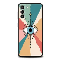 Black Phone Case with Lucky Blue Evil Eye Design for Samsung S20 FE (A1)