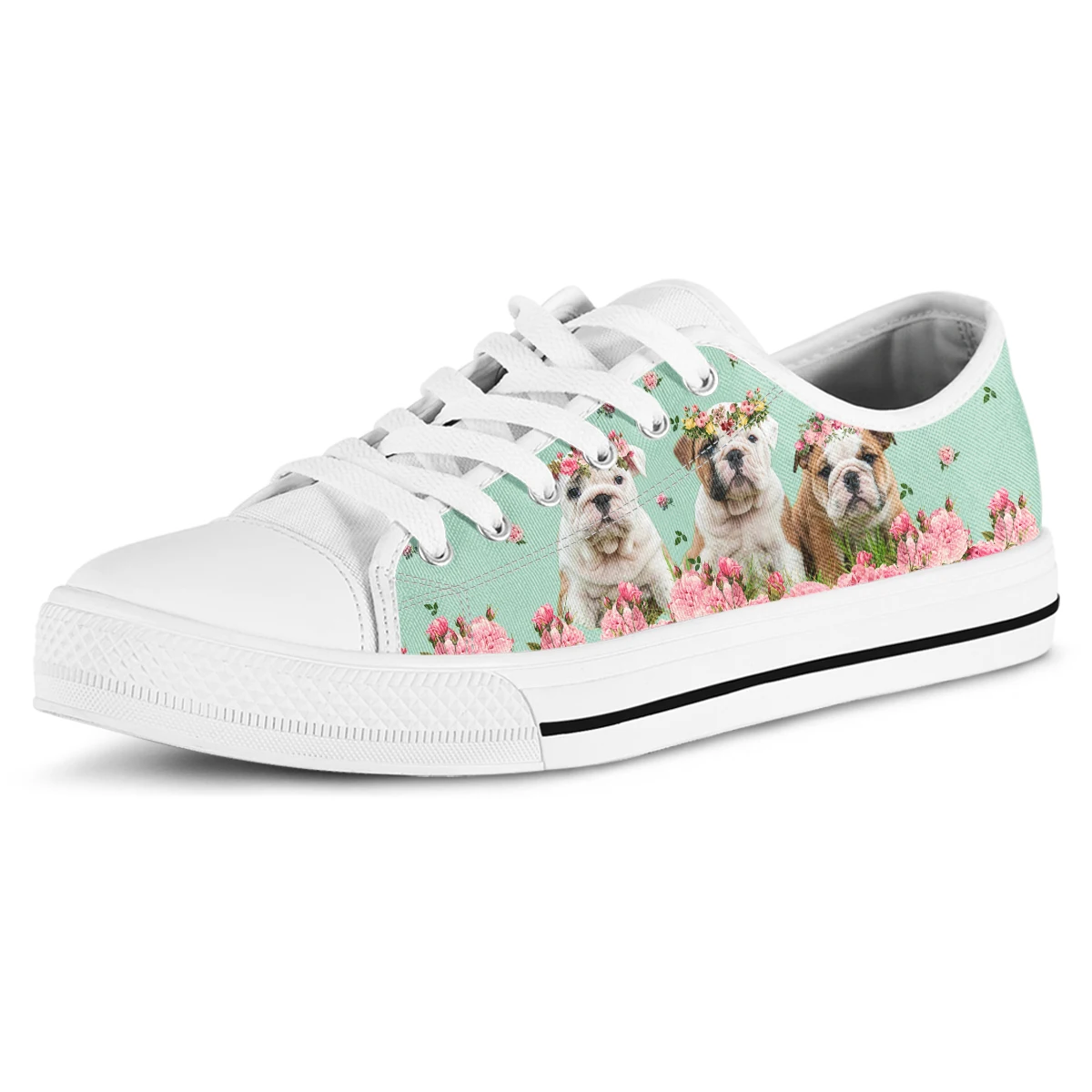 English Bulldog Love Dog Prints Canvas Sneakers Sport Casual Shoes Fashion Breathable Women Flats Canvas Shoes