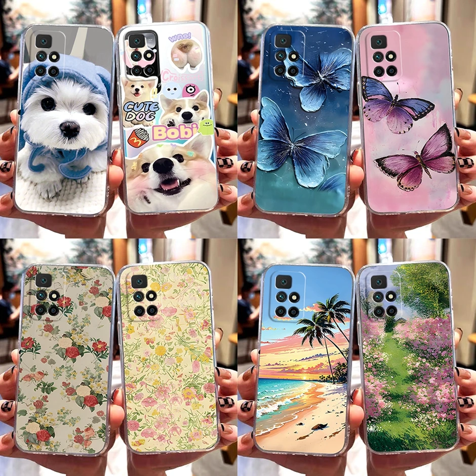 Mobilie Phone Shell Per Xiaomi Redmi 10 4G 2021 2022 Paraurti Graffiti Flower Half-Wrapped Coque Per Xiaomi Redmi 10 Prime Cover