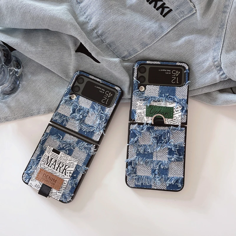 

Funda Case for Samsung Galaxy Z Flip 4 Z Flip 3 Tassel Cowboy Newspaper Logo Shockproof Protetcion Mobile Phone Case Cover