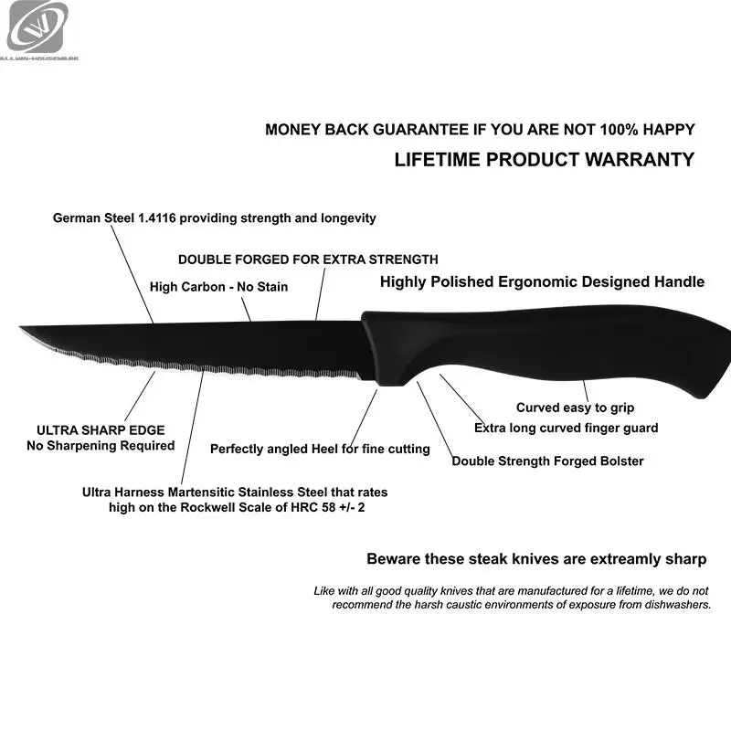 Choice 3 1/4 Paring Knife Set with 1 Serrated and 2 Smooth Edge Knives  with Black Handles