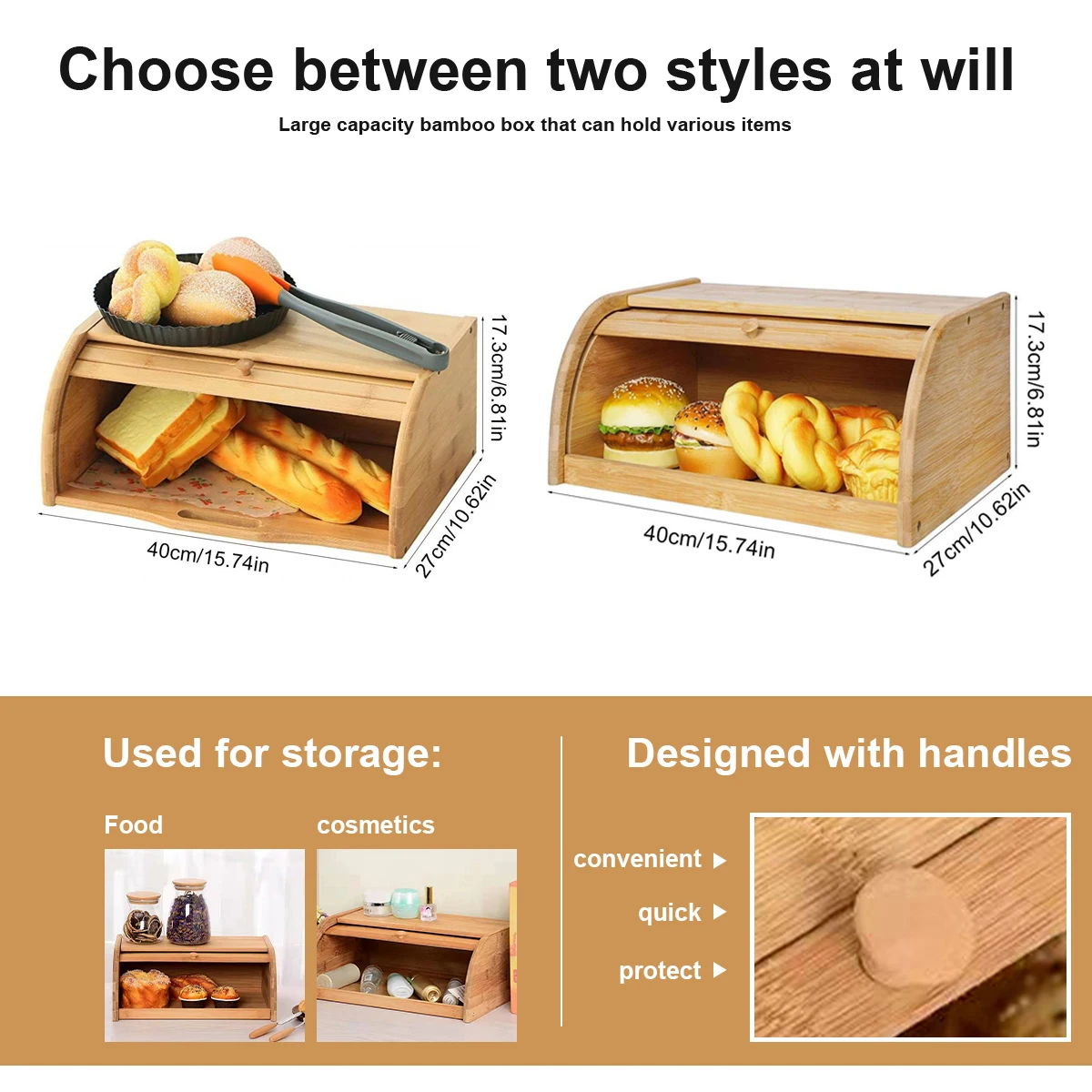 Premium Bamboo Bread Box, Bread Storage And Organizer, Organizer For Kitchen Countertop 4