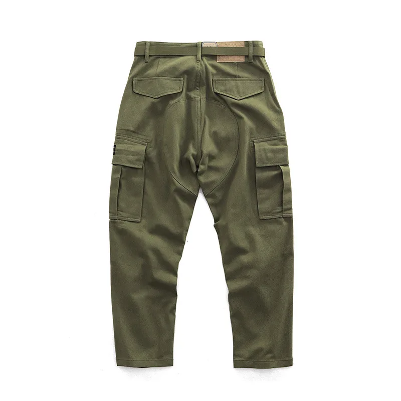 Men's Spring Vintage American Retro Multi-pocket pants Ameka Kiri Loose Thick Heavy Weight Wide Leg Straight Work Pants