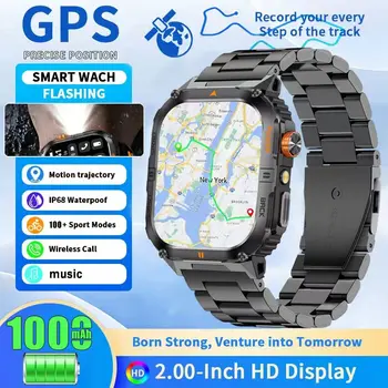 2025 New Military SmartWatch Men Waterproof Outdoor Sports GPS Tracker LED Bluetooth Call health monitoring Men For Xiaomi gifts 1