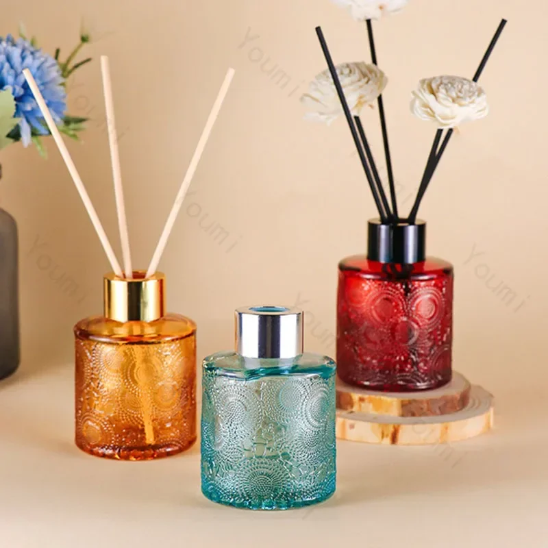 Sun Flower Relief Perfume Bottle Colorful Bathroom Modern Decor Glass Bottles Hotel Study Aromatherapy Dispenser Small Bottle 2