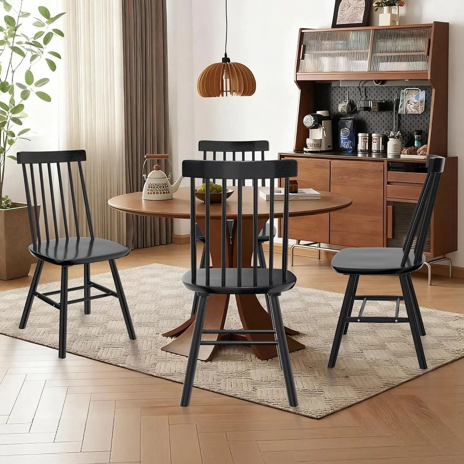 Black Farmhouse Windsor Dining Chairs 6