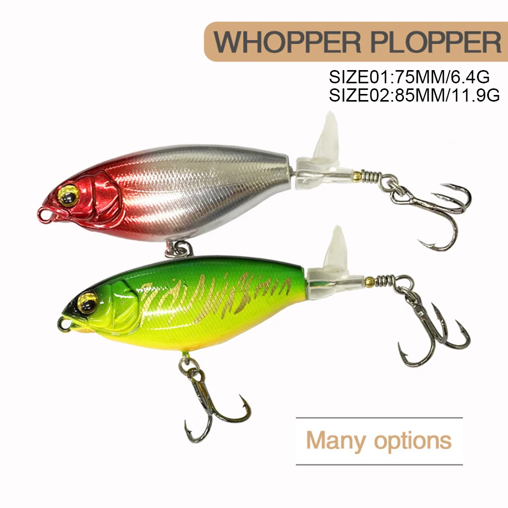 7.5cm/8.5cm Fishing Lure Whopper Plopper Wobbler Long Shot Floating  Rotating Spin Bait Artificial Hard Bait For Trout Pike Bass
