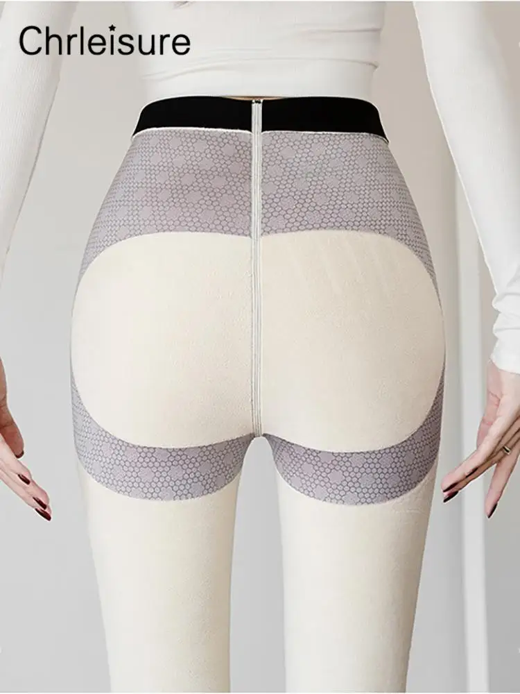 CHRLEISURE Zimske sportske ženske tople crne debele uske Veet hlače elastične push-up modne uske tajice ženske nove_voghion.com