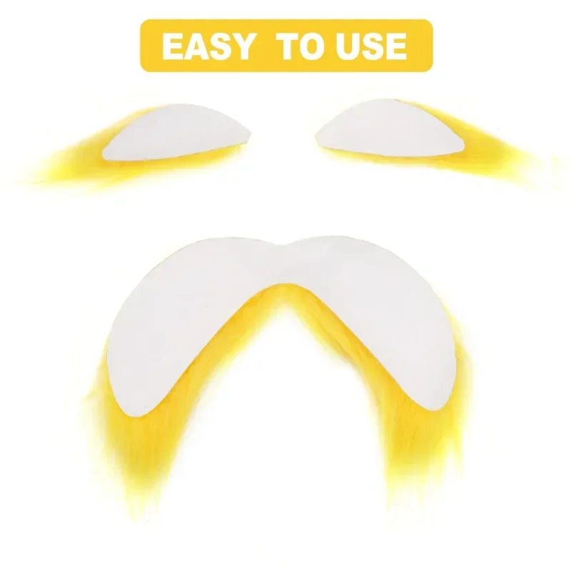 Lot De 6 Faux Sourcils Et Moustache En Peluche Grise Pour