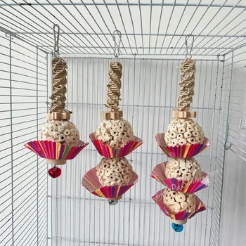 Wooden Block Bird Chew Toy with Bell 1