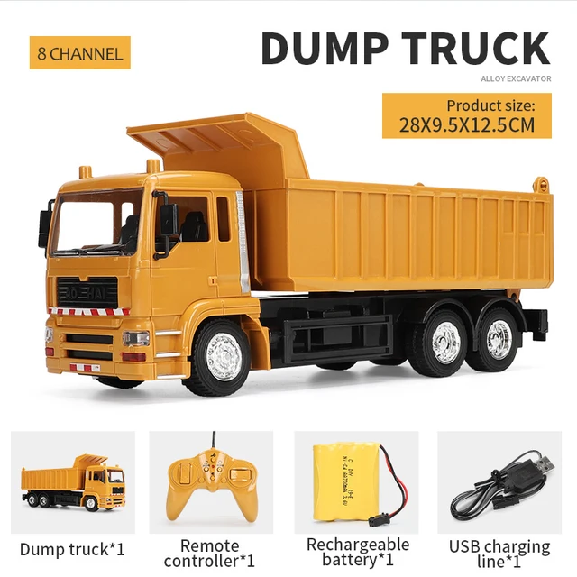 Kids RC Car Engineering Vehicle Toys Mixing Crane Dump Truck Model Electric Loader Freight Outdoor Boys Remote Control Car Gift