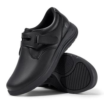 FitVille Women's Leathers Shoes Extra Wide Diabetic Shoes Slip-On Walking Shoes For Womens Swollen Feet with Arch Support 1