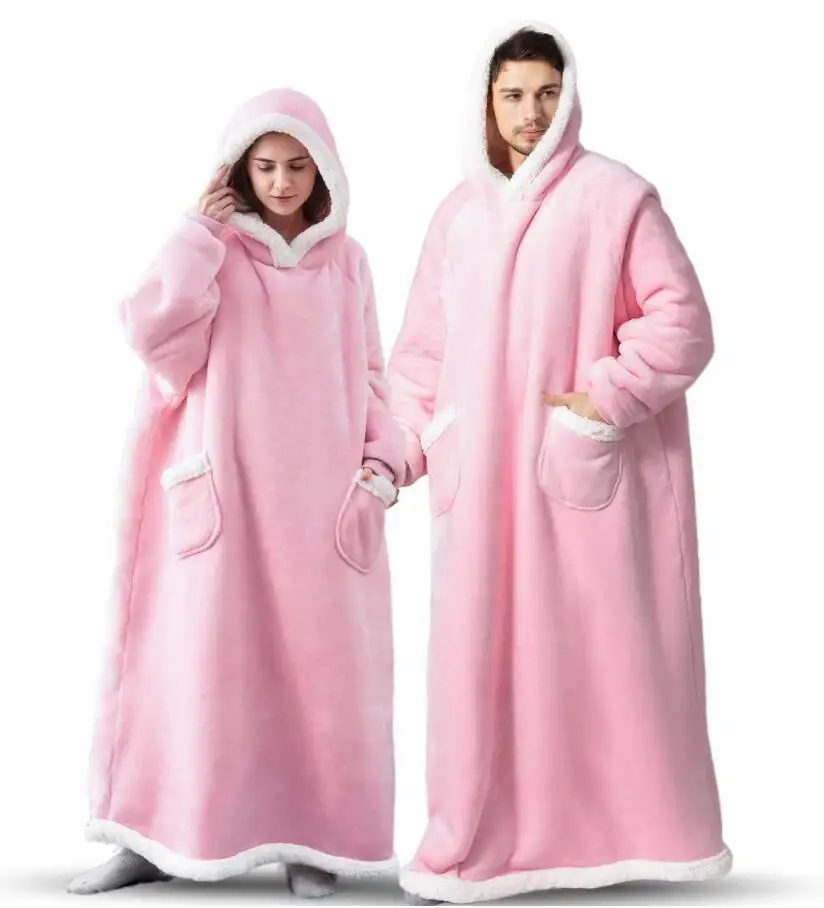 IvyH Coperta Con Cappuccio E Tasche – Felpa Coperta Lunga Indossabile, Morbida Sherpa, Taglia Unica Adulto - 2