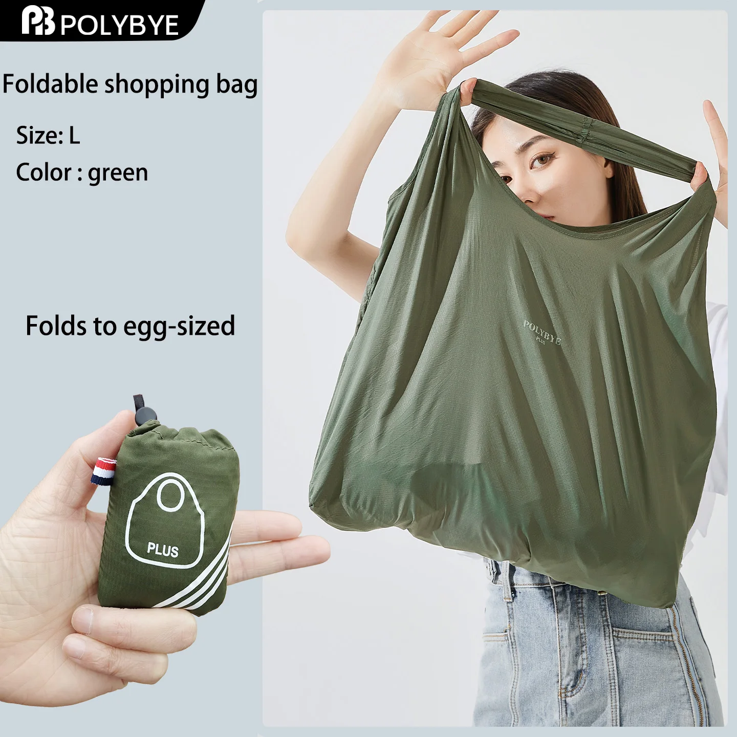 Eco-Friendly Reusable Nylon Tote Bag - Large, Portable, and Waterproof