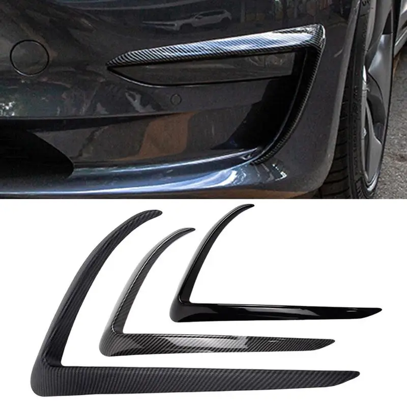 

Car Headlights Styling Mouldings ABS Lamp-frame Air Deflector Modification For Tesla Model 3 Front Fog Lamp Accessories