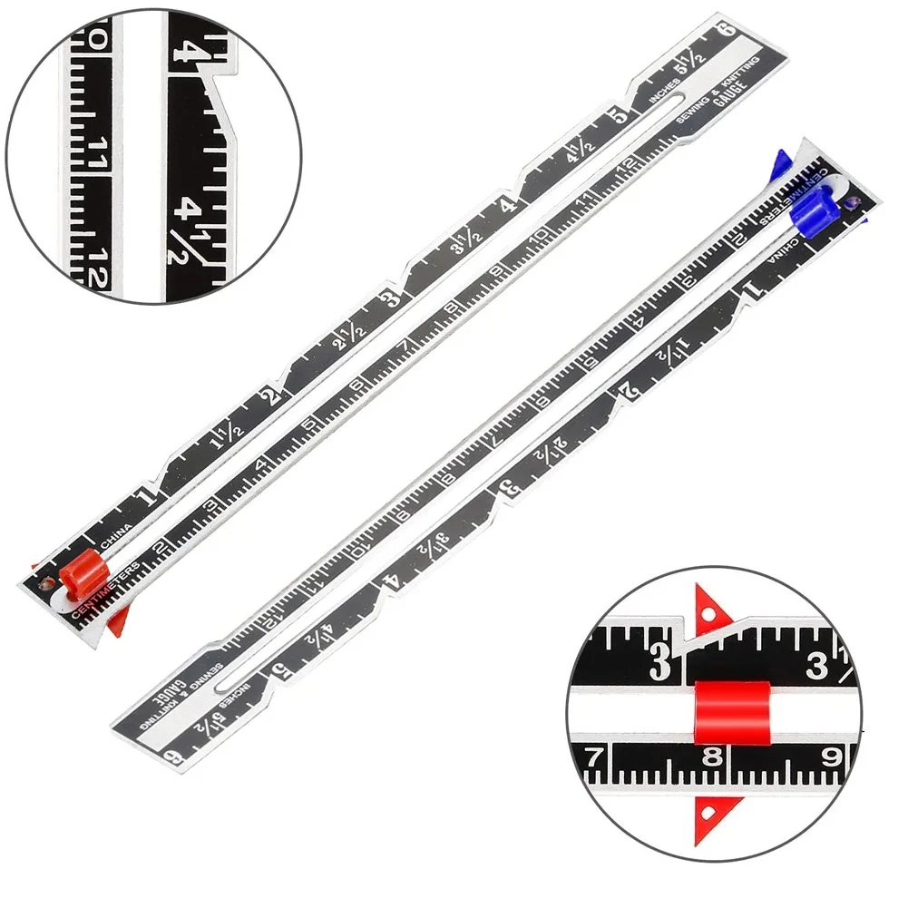 1pc Sliding Gauge Sewing Measuring Tool Aluminum Quilting Ruler For