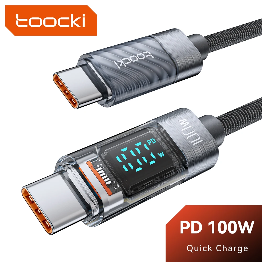 

Toocki Transparent USB C To Type C Cable PD 100W Fast Charge For Xiaomi Samsung Poco HUAWEI Display Cable USB 2.0 Data Cord Wire