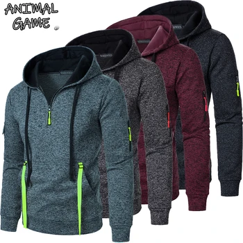 Animal Game Men's Casual Jacket Hoodie Zipper Sweatshirts for Men Oversize Pullover Winter Warm Work Coat Outdoor Tracksuit Men