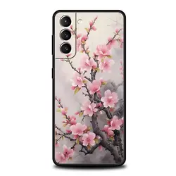 Elegant Cherry Blossom Tree Soft Black Phone Case Cover - S21 FE 5G (A1)