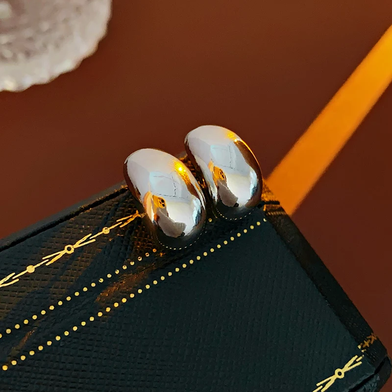 Stud Earrings Minimalist Metal Small Bean Shape Heart Shaped Water Drop Shaped For Women