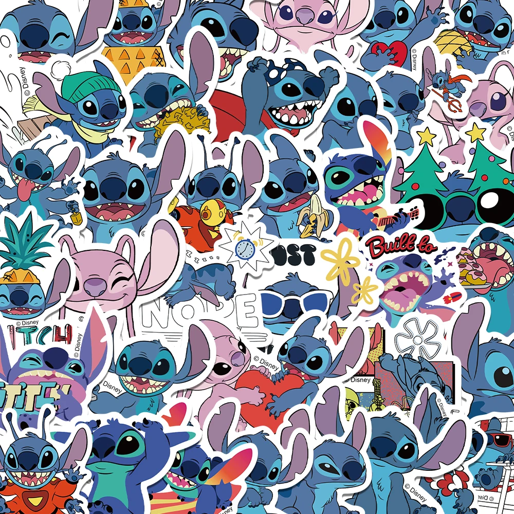 50pcs Disney Mix Cartoon Cute Stitch Micky Princess Stickers Vinyl Laptop Luggage Skateboard Waterproof Girl Sticker 2