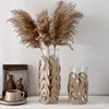 Leather Glass Vase European Luxury Home Decoration Vase Tabletop Vase Decor Leather Wrapped Hydroponic Plant Container Plantpot 6