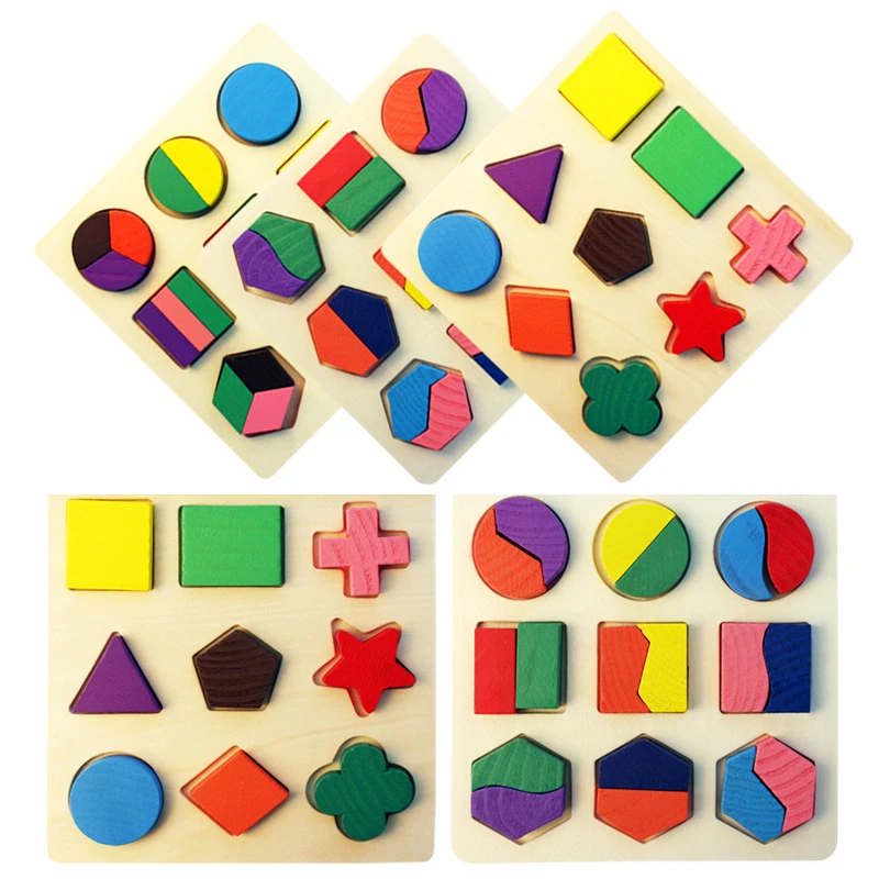 Regenachtig kader Christendom Montessori houten puzzel geometrische vormen cognitie puzzel bord wiskunde  spel vroeg leren educatief speelgoed voor kinderen| | - AliExpress