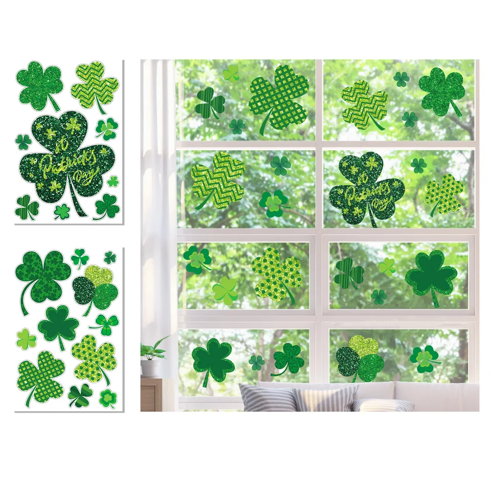 St. Patrick's Day Suncatcher met klaver | Iers glas-in-loodraamdecoratie | Lucky Clover-cadeau - België