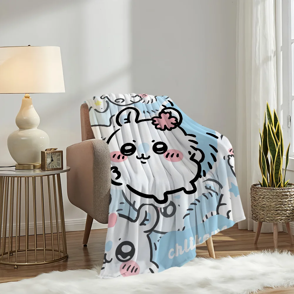 Cute Momonga C-Chiikawa Cartoon Blanket Plush Nap Sofa rug for Living Room Warm Office Bedroom Birthday Home Travel Kid Gifts 5