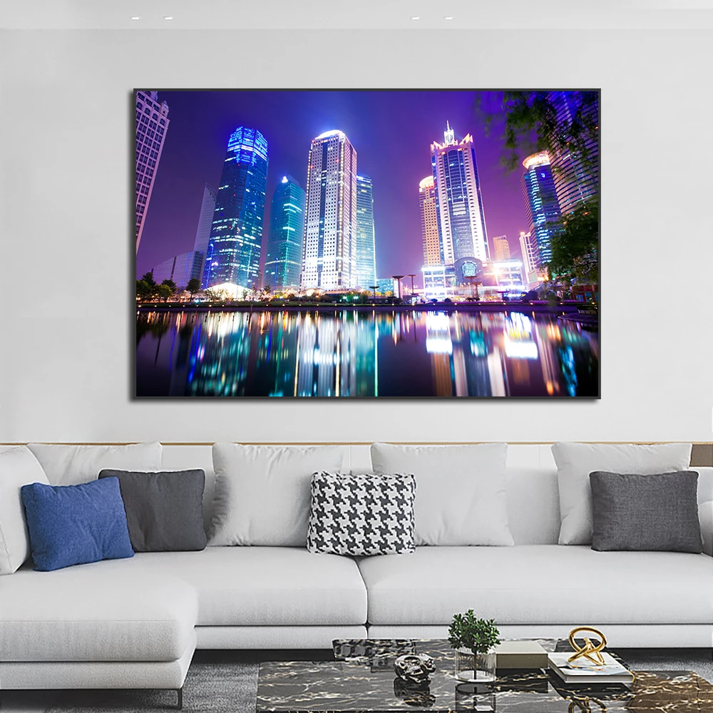 

Nordic City Canvas Painting Modern Night Scene Landscape Posters And Prints Wall Art Picture For Living Room Home Decor
