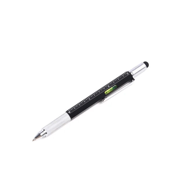 7 In1 Multifunction Handheld Screwdriver Tool Ballpoint Pen Measure Technical Ruler Screwdriver Touch Screen Stylus Spirit Level 7 in 1-Black