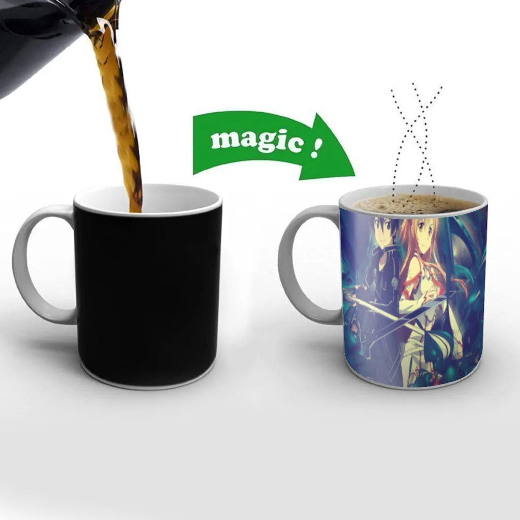 

Hot Japan Anime Sword Art Online Cuadros One Piece Coffee Mugs And Mug Creative Color Change Tea Cup Ceramic Milk Cups Gifts